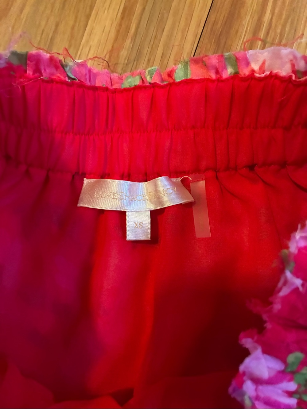LoveShackFancy Red Floral Ruffle Mini Skirt - Picture 3 of 5